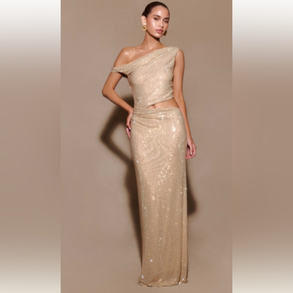 Meshki Gold Asymmetrical Dress